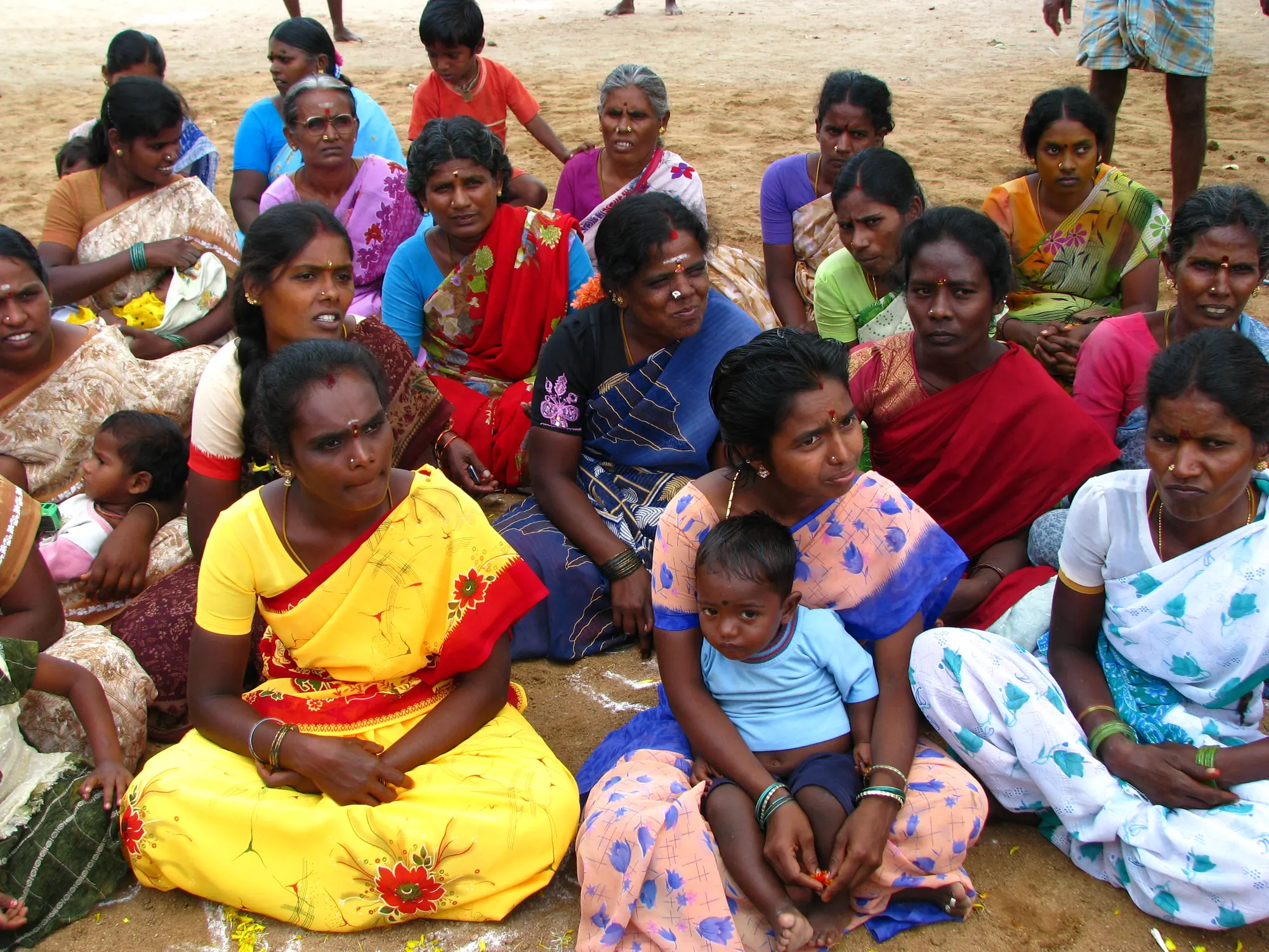 Rural women gathered for a community collective meeting in India